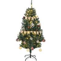 HOMCOM 5' Artificial Prelit Christmas Trees Holiday Dcor with Warm White LED Lights, Decoration, Banner, Tag, Ball Aosom UK
