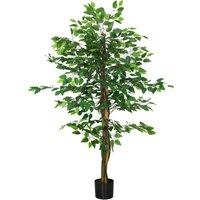HOMCOM 150cm Artificial Tree, Indoor Outdoor Fake Ficus with Pot for Home Office Living Room Decor Aosom UK