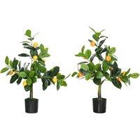 HOMCOM Artificial Trees: Lifelike Lemon & Orange Plants in Pots for Indoor/Outdoor Decor, 60cm, Green Aosom UK