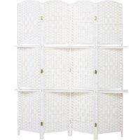 HOMCOM Freestanding Privacy Screen, 4 Panel Folding Room Divider for Living Room, Bedroom and Office, 160 x 170cm, White