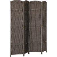 HOMCOM 4 Panel Folding Room Divider, Freestanding Privacy Screen for Living Room, Bedroom and Office, 160 x 170cm, Brown
