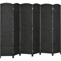 HOMCOM 6 Panel Folding Room Divider, Freestanding Privacy Screen for Living Room, Bedroom and Office, 240 x 170cm, Black