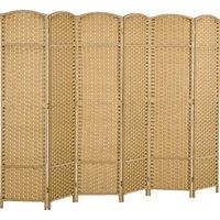 HOMCOM 6 Panel Folding Room Divider, Freestanding Privacy Screen for Living Room, Bedroom and Office, 240 x 170cm, Natural
