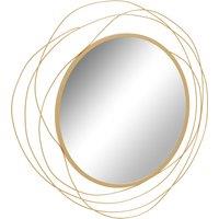 HOMCOM Abstract Metal Wire Wall Mirror, with Accessories - Gold Tone Aosom UK
