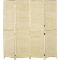 HOMCOM Room Divider, Freestanding Privacy Screen, 4 Panel Folding, 180 x 180cm, Natural