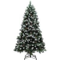 HOMCOM 6ft Artificial Pine Christmas Tree with 774 Branch Tips and Steel Base, Realistic Hinged Tree with Pinecones, Green Aosom UK