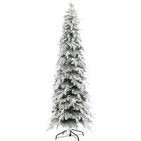HOMCOM Pencil Christmas Tree, 7ft Artificial Christmas Tree, Snow Flocked Xmas Tree with Downswept Branches and 800 Tips, for Home, Green Aosom UK