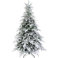 HOMCOM 6ft Snowy Christmas Tree with LED Lights, Bushy Snow-Flocked Artificial Christmas Tree Aosom UK