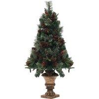 HOMCOM 4ft Artificial Christmas Tree with 60 Warm White LED Lights, 8 Modes and Remote, Realistic Xmas Tree w/ Trophy Stand, Green Aosom UK