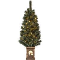 HOMCOM 4ft Small Christmas Tree w/ 80 Warm White LED Lights, 8 Modes and Remote, Realistic Xmas Tree with Square Stand, Green Aosom UK