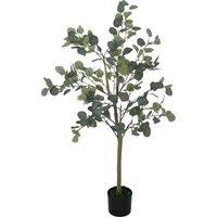 HOMCOM Decorative Artificial Plant, 5ft/ 150cm Silk Eucalyptus Tree with 230 Silver Dollar Leaves in Pot, Fake Plant for Home, Office, Living Room, Indoor Decor
