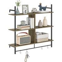 HOMCOM Three-Tier Floating Shelf - Grey Wood Effect