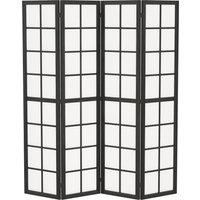 HOMCOM 4 Panel Folding Room Divider, Freestanding Room Separator, Indoor Privacy Screen for Living Room, Bedroom, Black