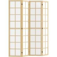 HOMCOM 4 Panel Folding Room Divider, Freestanding Room Separator, Indoor Privacy Screen for Living Room, Bedroom, 160 x 170cm
