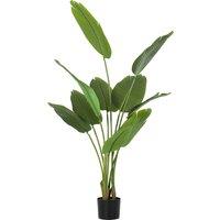 HOMCOM 160cm Tall Artificial Bird of Paradise Plant, Faux Banana Leaf Tree with PEVA Leaves and Flocking, Decorative Palm Tree in Pot for Home Office Decor, Green