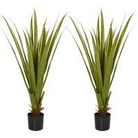 HOMCOM Artificial Agave Plants: Faux Succulent Set of 2 in Pots for Indoor/Outdoor Dcor, Verdant Green Aosom UK