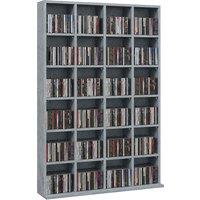 HOMCOM CD Storage Unit with Adjustable Shelves, 89 x 130.5 cm, Cement Grey Aosom UK