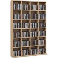 HOMCOM CD Storage Unit with Adjustable Shelves, 89 x 130.5 cm, Natural Wood Finish Aosom UK