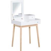 HOMCOM MDF,Pine Dressing Table Desk Flip-up Mirror Multi-purpose 2 Drawers Modern - White