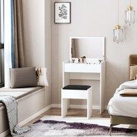 HOMCOM Dressing Table with Padded Stool, Flip-up Mirror Dresser, Multi-purpose Vanity Set, White Aosom UK