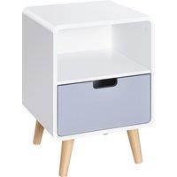 HOMCOM Bedside Cabinet in Scandinavian Design, Storage Nightstand with Drawer, White/Grey/Natural, 40Lx38Wx58H cm Aosom UK