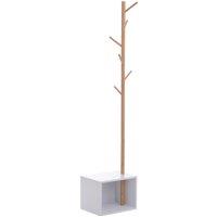 HOMCOM Coat Rack with Storage Bench: 180cm Tall Hallway Tree, Hat Hanger & Entryway Stand, Garment Organiser for Bedroom & Lounge Aosom UK