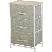 HOMCOM Vertical 3-Tier Linen Drawer Cabinet Organizer Storage Dresser Tower with Metal Frame Adjustable Feet for Living Room, Kitchen Aosom UK