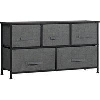 HOMCOM Chest of Drawers, 5 Drawer Fabric Dresser with Steel Frame, Adjustable Feet, Storage Organizer Unit for Bedroom, Living Room, Dark Grey