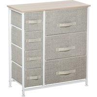 HOMCOM 7 Drawer Cabinet, Vertical Linen Storage Dresser Tower with Metal Frame, Adjustable Feet for Living Room, Bathroom, Kitchen, Grey Aosom UK