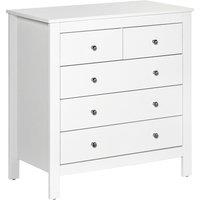 HOMCOM White Storage Cabinet with 5 Drawers, Chest of Drawers with Metal Handles and Runners for Bedroom Living room, Nursery, Closet Aosom UK