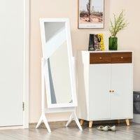 HOMCOM Tall Freestanding Dressing Mirror, Bedroom Full-Length Mirror with Adjustable Angle, 148x47cm, White Aosom UK