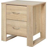 HOMCOM Bedside Cabinet with 2 Drawers: Modern Boxy Design, Elevated Base, Melamine Finish, Bedroom Storage, Oak Brown. Aosom UK