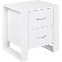 HOMCOM Bedside Table with 2 Drawers, Modern Boxy Design, Elevated Base, Melamine Finish, Bedroom Storage, White Aosom UK