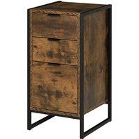 HOMCOM Industrial Storage Trunk: 3-Drawer Metal Cabinet, Freestanding Organiser, Rustic Brown Aosom UK