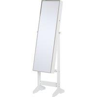 HOMCOM Jewelry Cabinet Standing Mirror Full Length Makeup Lockable Armoire Storage Organizer White Aosom UK