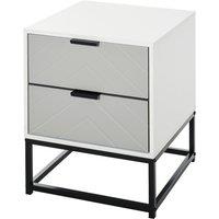 HOMCOM Bedside Cabinet, 2 Drawer Storage Unit with Unique Shape & Metal Base, Nightstand for Bedroom, Living Room, Study Room, Dorm Aosom UK