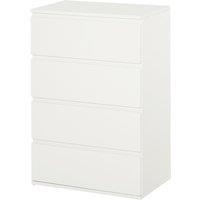 HOMCOM Storage Cabinet with 4 Drawers, White Chest of Drawers Floor Tower Cupboard for Bedroom Livin