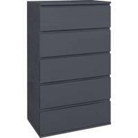 HOMCOM High Gloss Chest of Drawers, 5-Drawer Storage Cabinets, Modern Dresser, Storage Drawer Unit for Bedroom Aosom UK