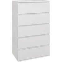 HOMCOM High-Gloss Chest: 5-Drawer Modern Storage Cabinet in Sleek White for Bedrooms Aosom UK