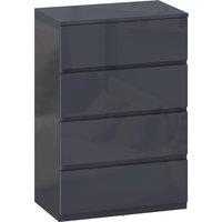 HOMCOM High Gloss Chest of Drawers, 4-Drawer Storage Cabinets, Modern Dresser for Bedroom, Grey