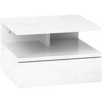 HOMCOM Floating High Gloss Bedside Table - High Gloss White