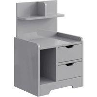 HOMCOM Bedside Table, Small Bedside Cabinet with 2 Drawers and Storage Shelves, Modern Nightstand for Bedroom, Grey