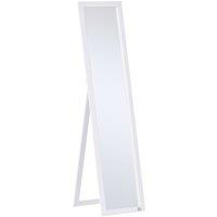 HOMCOM Floor Length Mirror with Back Stand or Wall Mounted, Free Standing Dressing with Mirror Protective Frame, Wall Mirror, White Aosom UK
