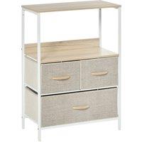 HOMCOM Storage Cabinet with Fabric Bins: Chest of Drawers for Living Room, Bedroom & Entryway Organisation, White Aosom UK