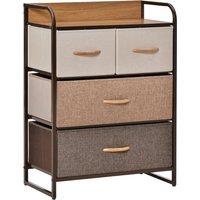 HOMCOM Dresser Fabric Drawers w/ 4 Linen-Feel Foldable Drawers & Metal Frame for Storage in Dining & Living Room, Bedroom, Multicoloured Aosom UK