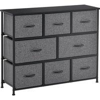 HOMCOM Chest of Drawers with 8 Foldable Drawers, 3-Tier Fabric Bedroom Dresser, Clothes Storage Unit for Bedroom Living Room, Dark Grey