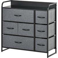 HOMCOM Chest of Drawers with 7 Foldable Drawers, 3-Tier Fabric Bedroom Dresser, Clothes Storage Unit for Bedroom, Living Room, Grey