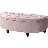 HOMCOM Semi-Circle Bed End Bench Ottoman with Storage Tufted Upholstered Accent Seat Footrest Stool w/ Rubberwood Legs for Bedroom, Pink Aosom UK