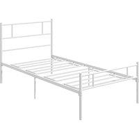 HOMCOM Metal Single Bed Frame with Headboard, Footboard, Metal Slat Support, 31cm Underbed Storage Space. Aosom UK