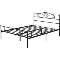 HOMCOM King Size Bed Frame, 5ft4 Metal Bed Base with Headboard and Footboard, 31cm Underneath Storage Space for Bedroom Aosom UK